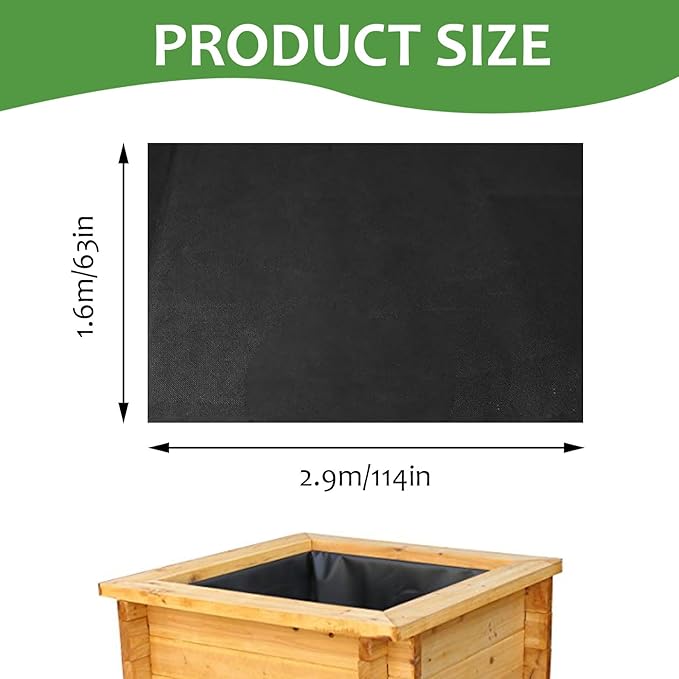 Longzhuo 63" X 114" Raised Garden Bed Liner - Non Woven Fabric for Winter Greenhouse Vegetable Gardening, Cuttable Plant Liner with Soil Containment & Water Drainage for Flower Pots