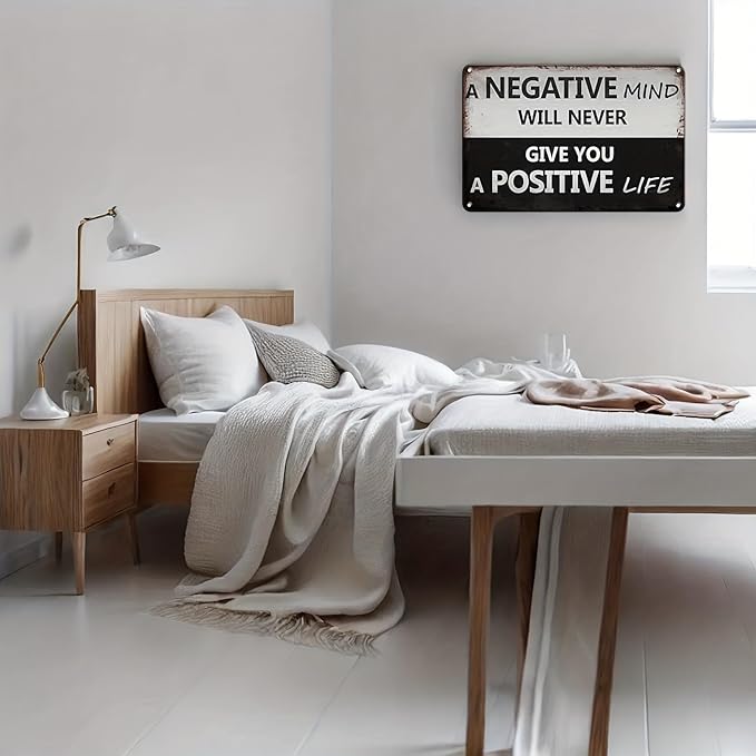 Inspirational Metal Tin Sign - Motivational Wall Decor for Home, Bathroom, Bedroom, Classroom, Office, Bar, Yard - 8 x 12 Inches Black and White Quote Sign with Uplifting Message for Positive Life