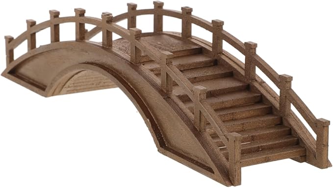 Miniature Wooden Arch Bridge Figurine for Bonsai Landscape Decor Tiny Wood Bridge Model for Micro Garden Scene and Outdoor Patio Decoration