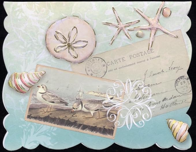 Poster Foundry Seaside Portfolio Boxed Note Cards by Carol Wilson. 10 embossed 4x5 Die-Cut Notecards and Matching Envelopes in Decorative Gift Box with Magnetic Flap. NCP4016