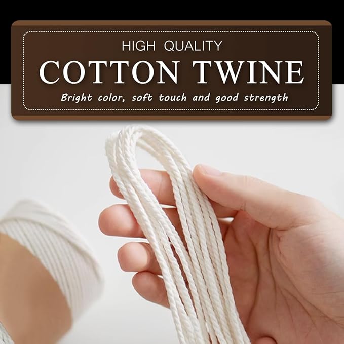 SMART&CASUAL 1,200 Feet 2mm Cotton Butcher Twine String Soft Food Safe for Cooking Craft Baker Kitchen Meat Turkey Sausage Roasting Gift Wrapping Gardening Crocheting Knitting