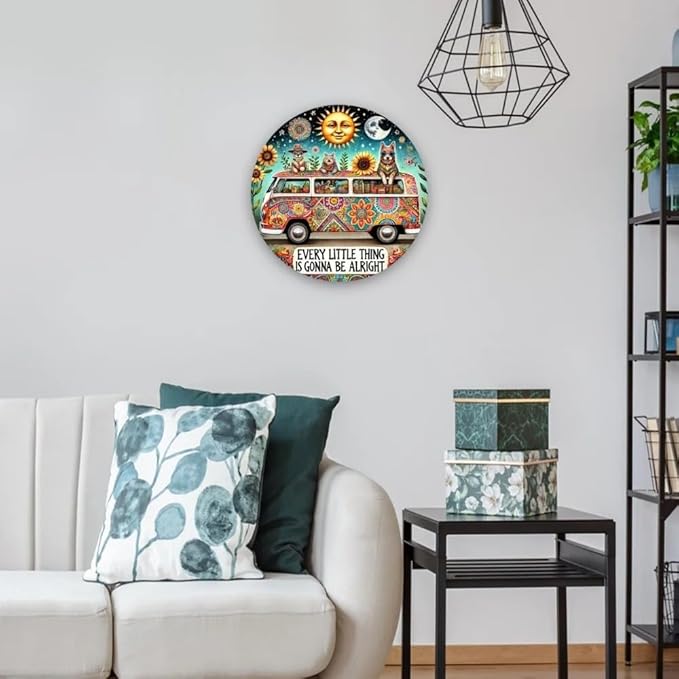 Metal Retro Shell Gasoline Wall Art, Creativity Art Decorations, Garden Sign Outside Decor，Wall Sculpture， Hanging Sculpture for Living Room Dining Room Bedroom Yard Outdoor Decor (Starry Sky Cute Pet Car Team)