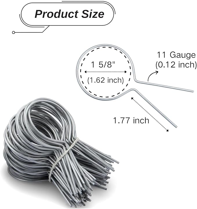 1 5/8" Chain Link Fence Ties 11 Gauge Galvanized Steel Twist for Securing Fences on Farms/Ranches/Gardens - (100 Pack)