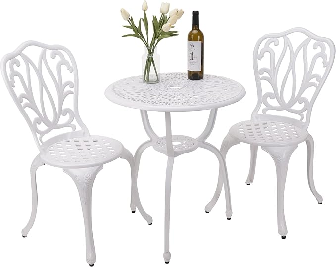 JARDIN DE CENTENNIAL 3-Piece Patio Bistro Furniture Set Cast-Aluminum Bistro Table Set for Lawn,Garden,Backyard