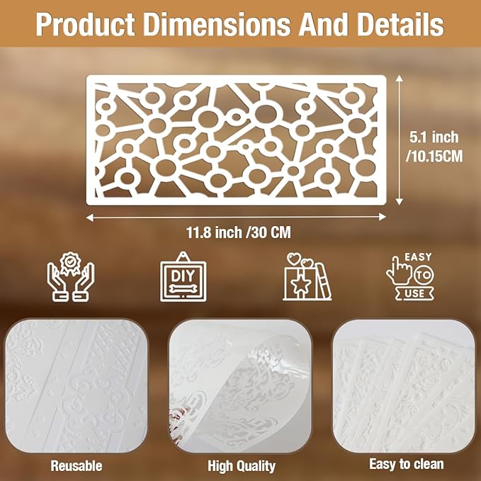 CeeVian Texture Stencils 18 PCS Stencil Painting Reusable Stencil Painting Texture Leaf Tree Brick Striped Background Pattern Stencils for Crafts Wall Shoe Cake Card Canvas Furniture Christmas Gifts