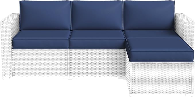 Aoxun Patio Furniture Cushions for Outdoor Furniture Set of 4, Thick Replacement Patio Couch Cushion for Outdoor Furniture, 7-Piece Splashproof Fade Resistant Outdoor Couch Cushions, Navy Blue