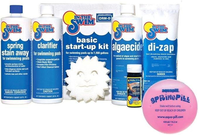 In The Swim Pool Basic Opening Chemical Start Up Kit and Spring Pill - Above Ground and In-Ground Swimming Pools - Up to 7,500