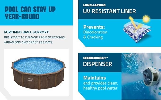Bestway Hydrium 16' x 52" Above Ground Pool, Round Steel Side Wall Frame Outdoor Swimming Pool Set with Sand Filter Pump, Ladder & Accessories