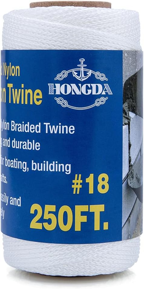 HONGDA Mason Line, 250 Feet #18 Braided Nylon Mason line String Perfect for Masonry Jobs and for The Layout of General Construction, Gardening, DIY Project, White