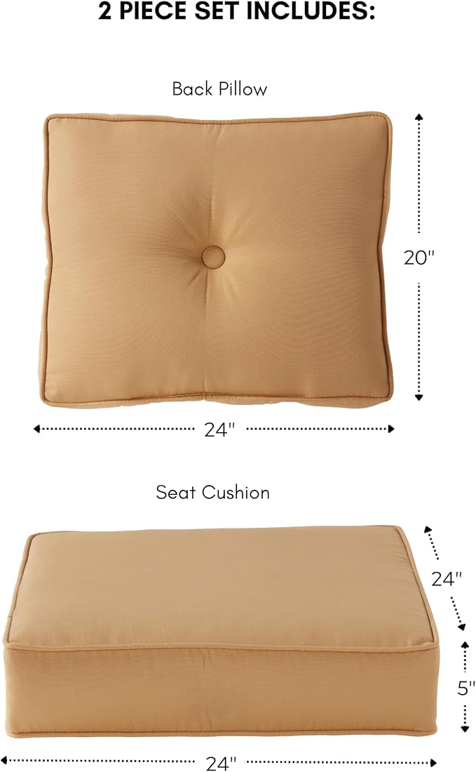 Greendale Home Fashions Outdoor 2-Piece Sunbrella Premium Deep Seat Cushion Set, Canvas Wheat