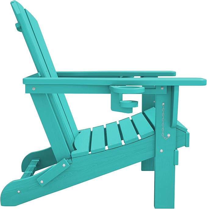 SERWALL Adirondack Chair with Cup Holders - Composite Adirondack Chairs Set of 4 HDPE Outdoor Chairs All Weather Use- Aruba