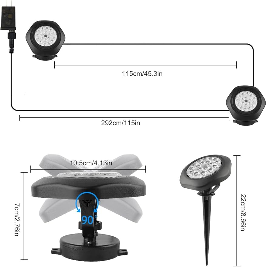 RGB Underwater Pond Lights, Super Bright 18 LED Submersible Fountain Lights,Bluetooth APP Control IP68 Waterproof Color Changing Spotlights for Fish Aquarium Tank Garden Yard Pool(Set of 2)
