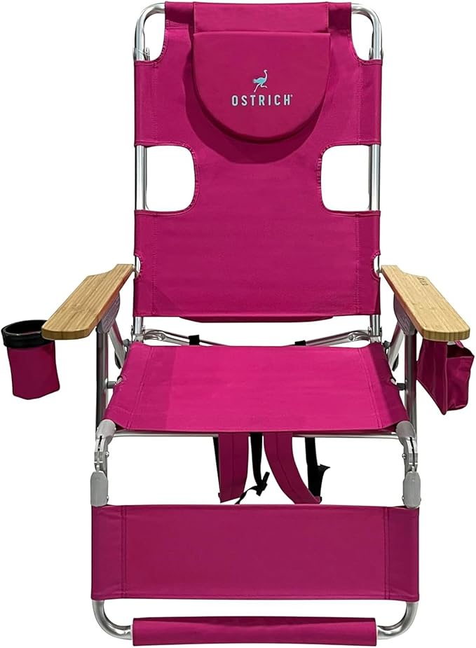 Ostrich Deltess 3 in 1 Portable Chair Cooler Bag & Reclining Lounger, Pink