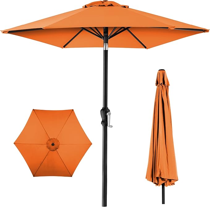Best Choice Products 10ft Outdoor Steel Polyester Market Patio Umbrella w/Crank, Easy Push Button, Tilt, Table Compatible