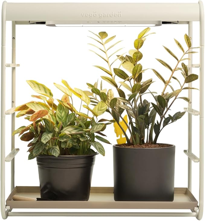 Vego garden 1 Tier Tabletop Metal Corner Plant Stand Indoor with Grow Light, Full Spectrum LED Grow Light, Plant Rack for Seed Starting, Leafy, Herbs, Fruits & Microgreens