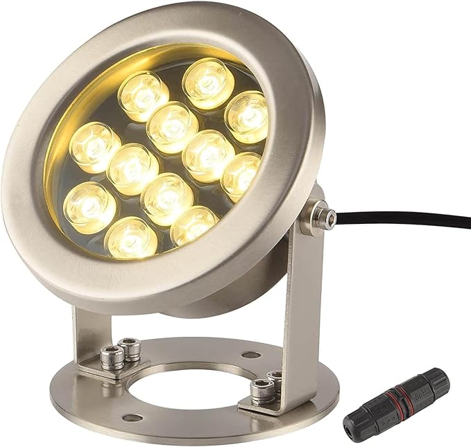 JSN&PC LED Underwater Lights 24W Warm White Color DC12V Pond Light for Party Swimming Pool Home Garden Fountain Water Rockery Grass Land