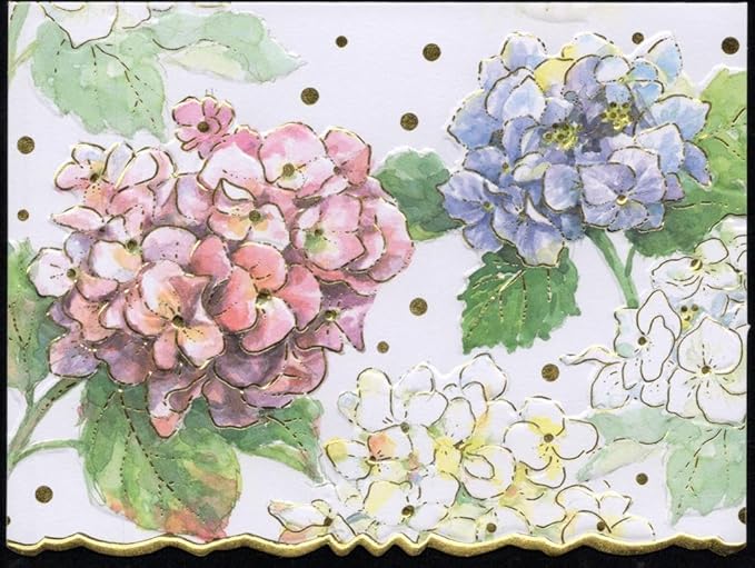 Poster Foundry Set of 3 - Classic Pink and Blue Hydrangea Boxed Note Cards by Carol Wilson. 10 embossed 4x5 Die-Cut Notecards and Matching Envelopes in Decorative Gift Box with Magnetic Flap. NCP6001