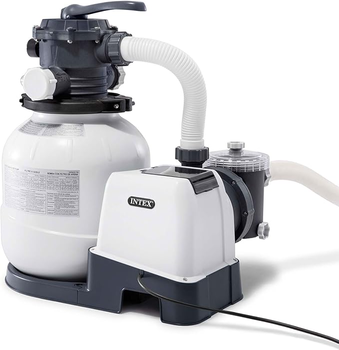 Intex 2100 GPH Above Ground Pool Sand Filter Pump Bundled with Krystal Clear Saltwater System, Improved Circulation and Filtration