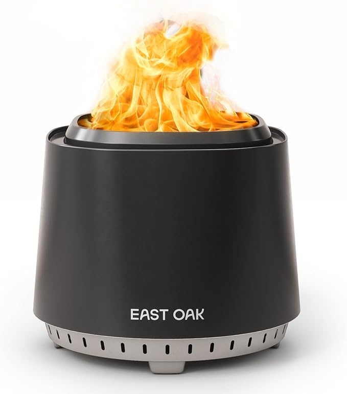East Oak Camber Smokeless Fire Pit 17'' for Outdoor Patio, 304 Stainless Steel Wood Burning Fireplace, Portable Bonfire Pit with Poker, Stand & Removable Ash Pan for Camping
