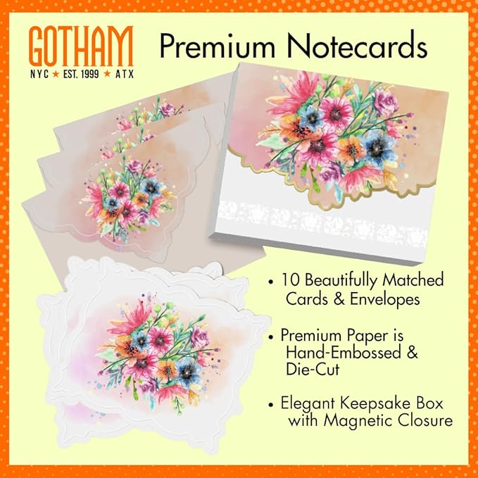 Poster Foundry Seaside Portfolio Boxed Note Cards by Carol Wilson. 10 embossed 4x5 Die-Cut Notecards and Matching Envelopes in Decorative Gift Box with Magnetic Flap. NCP4016