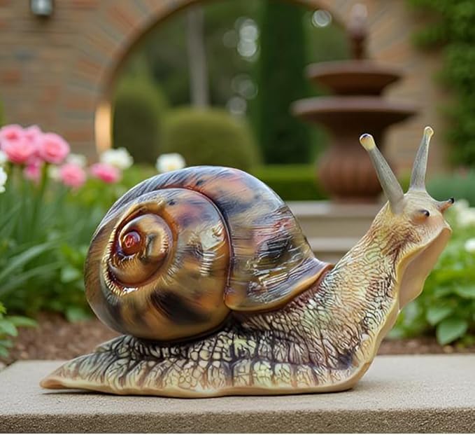 Garden Snail Sculpture, Reptile Resin Sculpture, Suitable for Outdoor Courtyard Pond Garden Lawn Decor Landscape, is The for Garden Enthusiasts (4 inches)