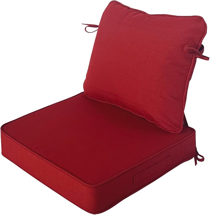 Goodgoods 19"x19" Outdoor Universal Cushion Set of 1 Water-Proof Stain-Resistant UV Resistant Weather Resistant High Resilience Foam Patio Cushions with Handles & Ties Chili