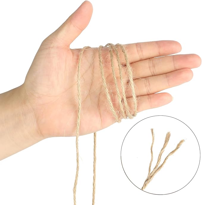 Anwyll 656Feet Twine String - 2MM Thick Brown Natural Jute Twine String Heavy Duty Industrial Packing Materials String for Crafts Gardening Gift Wrapping Balloon Halloween Thanksgiving Christmas Decor
