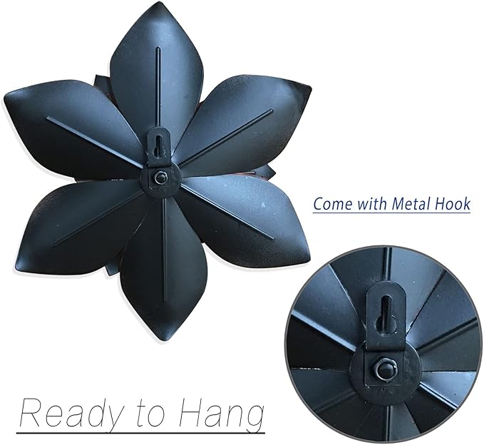 Metal Flower Wall Art Decor, 10“ Rustic Modern Floral Sculpture, Distressed Iron Wall Hanging Home Decoration Accent Artworks for Indoor Kitchen Bedroom Living Room Office Outdoor Garden Patio