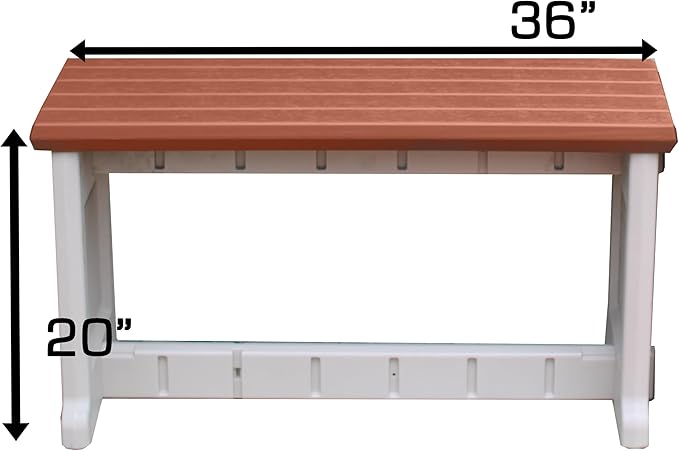Bench, Redwood Top with Warm Grey Sides, 1 Pack - Proudly Made in The USA, Click and Lock Hardware-Free Assembly, Durable and Stylish Outdoor Seating