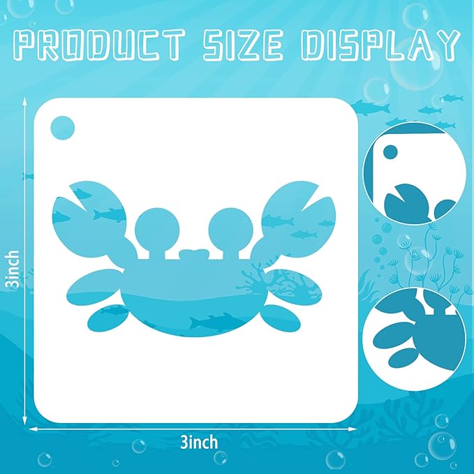 Augshy 56 Pack Sea Creatures Stencils - Ocean Animal DIY Pattern Stencils for Wall, Floor Decor & Rock Painting Art Projects (3inch)