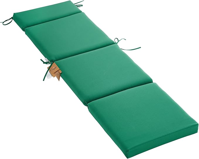 Outdoor Chasie Lounge Tufted Thick Cushion with Ties,Replacement Wicker Chair Cushion for Paito Fruniture,72x21x3inches,All Weather,Hunter Green