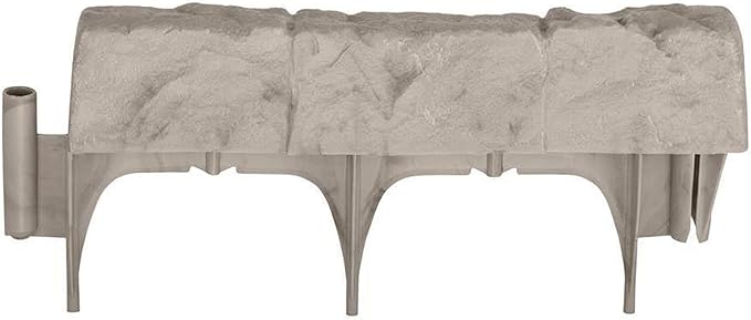 Suncast Interlocking Border Edging - Stone -Like Poly Construction for Garden, Lawn, and Landscape Edging - Water Resistant Border for Containing Trees, Flower Beds and Walkways - Light Taupe -Gray