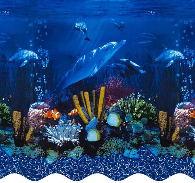 Smartline 24 ft Round Swimming Pool Liner | Antilles Dolphin | Overlap Style | 48-52 Inch Wall Height | 25 Gauge Heavy Duty Virgin Vinyl | Designed for Steel Sided Above Ground Pools