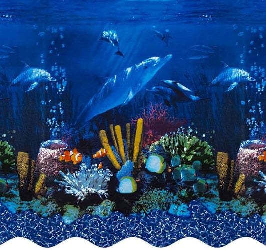 Smartline 24 ft Round Swimming Pool Liner | Antilles Dolphin | Overlap Style | 48-52 Inch Wall Height | 20 Gauge Heavy Duty Virgin Vinyl | Designed for Steel Sided Above Ground Pools