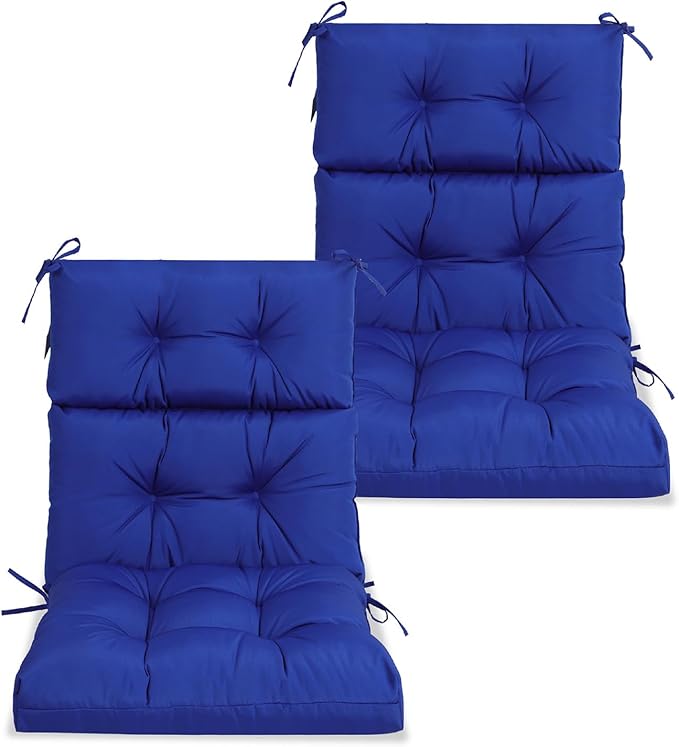 High Back Chair Cushions Set of 2, Adirondack Chair Cushion with Waterproof, Rocking Chair Cushion for Outdoor Patio, Garden Porch 45”x 22”x 4 (2, Blue B)