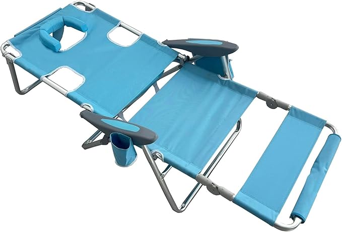 Ostrich Deltess 3 in 1 Portable Chair Cooler Bag & Reclining Lounger, Light Blue