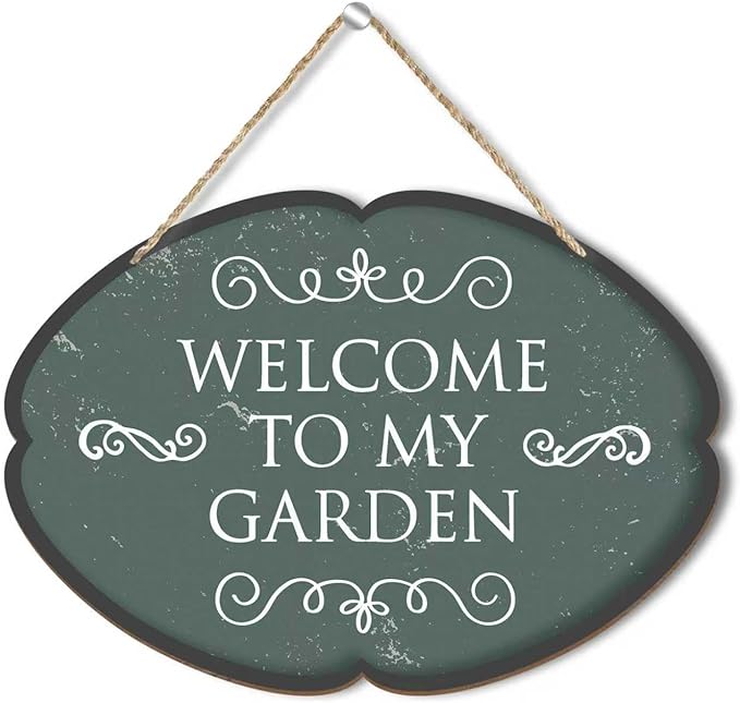 Rustic Garden Hanging Sign, Welcome To My Garden Wooden Decor, Yard Welcome Sign Gardening Gifts and Decorations for Gardeners Plant Lovers 7 x 10 Inch-A01