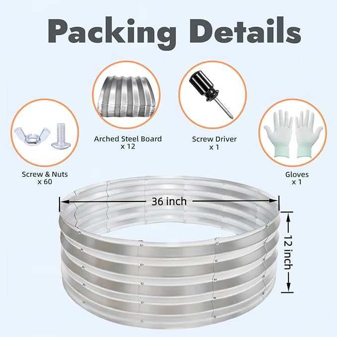36 Inch Round Fire Pit Ring, Heavy-Duty Galvanized Steel Fire Ring for Outdoor Bonfires, Backyard & Camping, Rust-Resistant & Easy Assembly (3×3×1 FT)