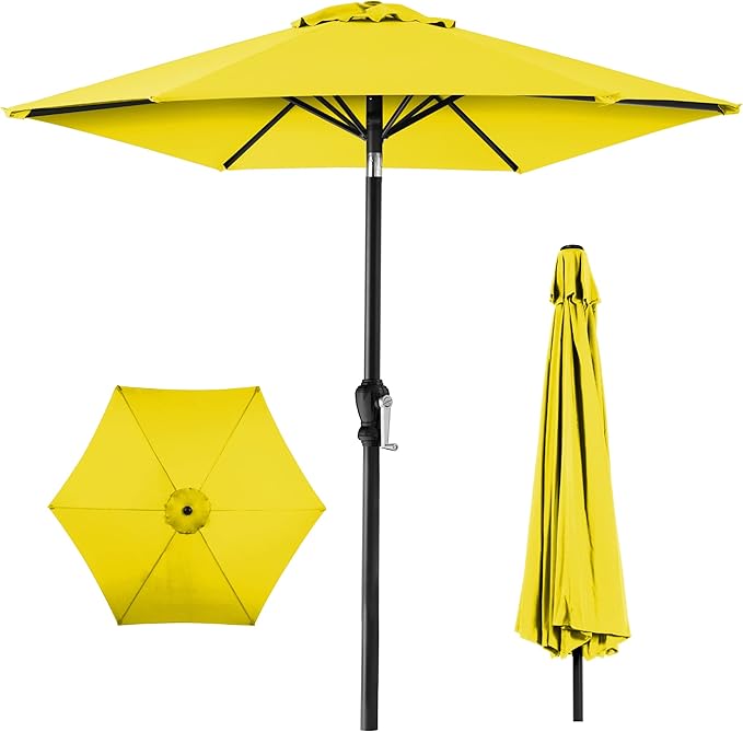 Best Choice Products 10ft Outdoor Steel Polyester Market Patio Umbrella w/Crank, Easy Push Button, Tilt, Table Compatible