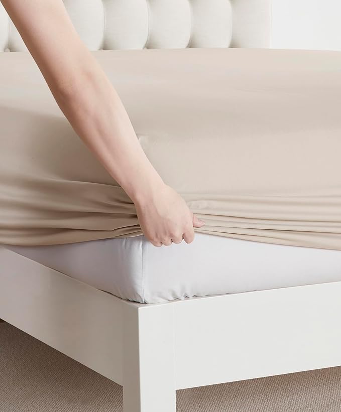 Clara Clark Bed Sheets, Premier 1800 Series Bed Sheet Set, Deep Pocket, Wrinkle, Fade, Stain Resistant, Luxury Soft Bedding Sheets & Pillowcases, Queen, Linen