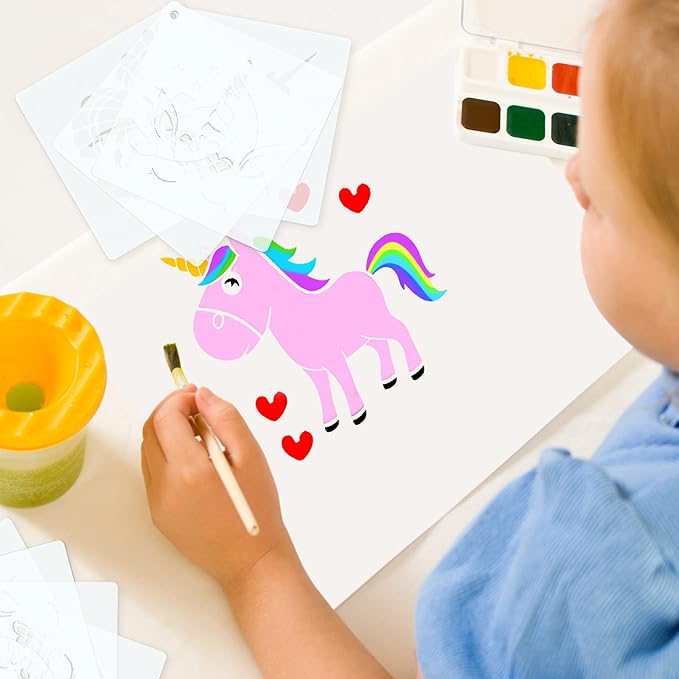 Marspark 66 Pcs Spring Easter Small Stencils for Crafts Reusable 3 Inch Stencils for Painting on Wood DIY Craft Paint Template for Wall Home Decor Card Rock Canvas Drawing Holiday (Fairy Tale)