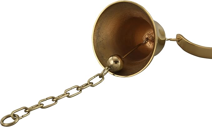 Vintage Cast Iron Dinner Bell as Entry Door Bell, Outside Hanging Decor or Indoor Decoration Wall Antique Farm and Front Gate Bell, Shiney Gold
