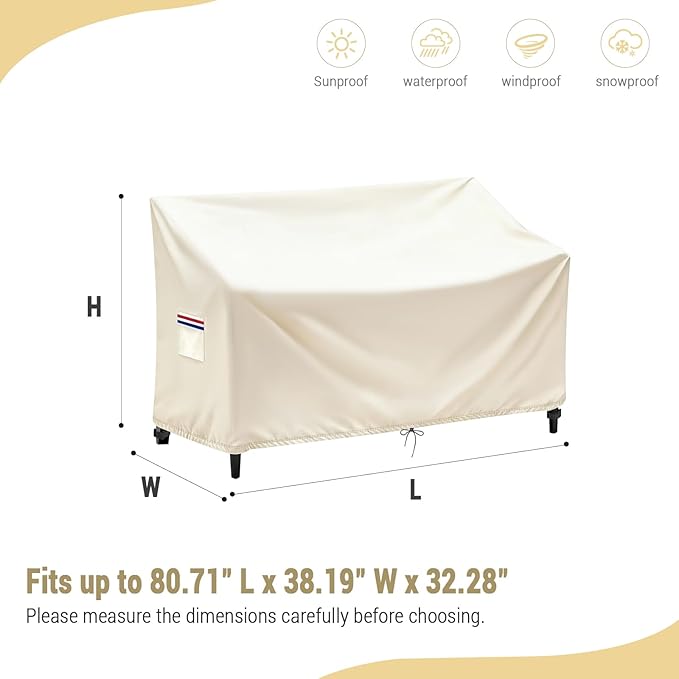 Outdoor Loveseat Cover, Waterproof Outdoor Loveseat/Glider/Sofa/Furniture Cover-80.71"L x 38.19"W x 32.28"H