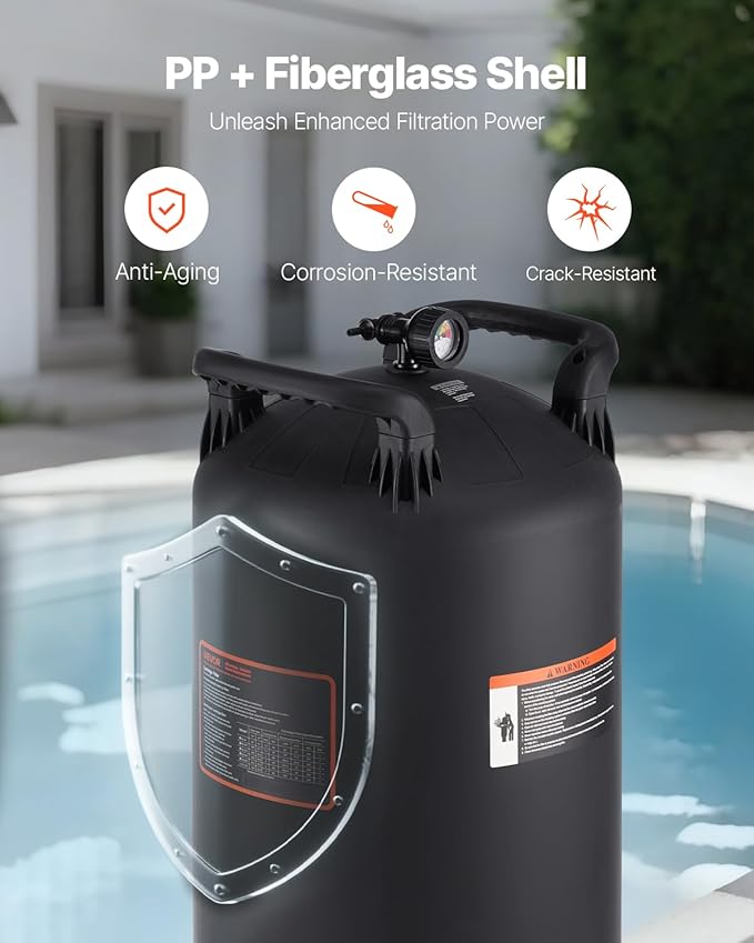 VEVOR 2025 Pro Cartridge Pool Filter Tank & Element, Large 725Sq. Ft Filtration Cleaning System for Pools | Compatible with Pumps 3 HP to 5.5 HP | Up to 9510-21207GPH | for Pools Up to 317006 Gallons