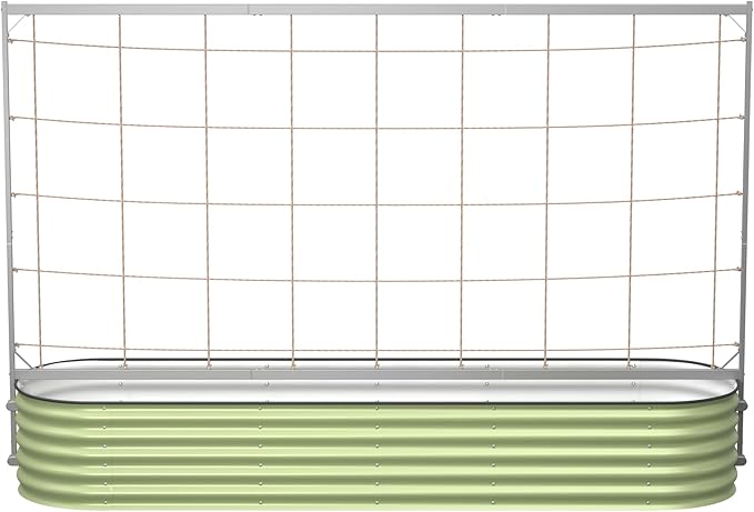 Vego Garden Metal Frame Cucumber Tomato Trellis, Garden Trellis for Climbing Plants Like Cucumber Beans Tomatoes & Vines, 9.5ft Long Metal Trellis for Raised Garden Beds