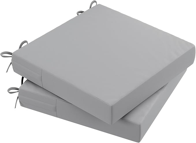 AAAAAcessories Outdoor Seat Cushions for Chairs, Waterproof, Fade-Resistant, 19" x 19" x 3", Patio Furniture Replacement Cushions, Set of 2, Gray