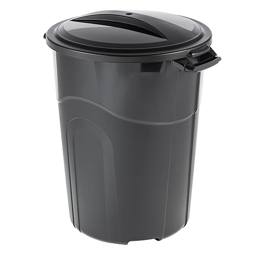 DayGo 32 Gallon Heavy Duty Plastic Garbage Can, Included Lid, Indoor/Outdoor, Black