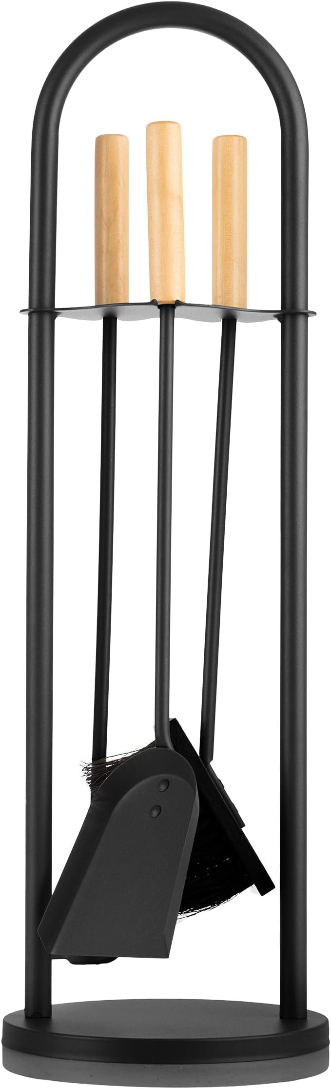 4 Piece Fireplace Tools Set Indoor Outdoor - Fireplace Accessories Set with Poker, Brush, Shovel, and Stand - Fire Tools for Fire Places, Firepits, and Woodstoves by Lavish Home (Black)