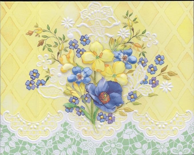 Poster Foundry Sunny Bouquet Portfolio Boxed Note Cards by Carol Wilson. 10 embossed 4x5 Die-Cut Notecards and Matching Envelopes in Decorative Gift Box with Magnetic Flap. NCP2389