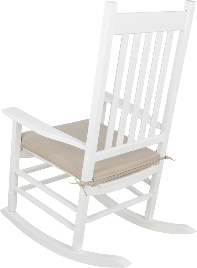 Shine Company Weather-Resistant Outdoor Rocking Chair Seat Cushion, 22"x20", Performance Fabric with Foam Core, Removable Cover with Ties, Khaki